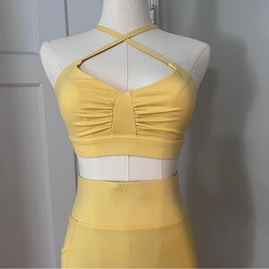 All Access Bandier Yellow pocket legging and low impact bra. Legging- XS bra -S
